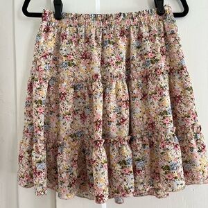 Floral Ruffle Mini Skirt from Altar’d State- Multicolor
